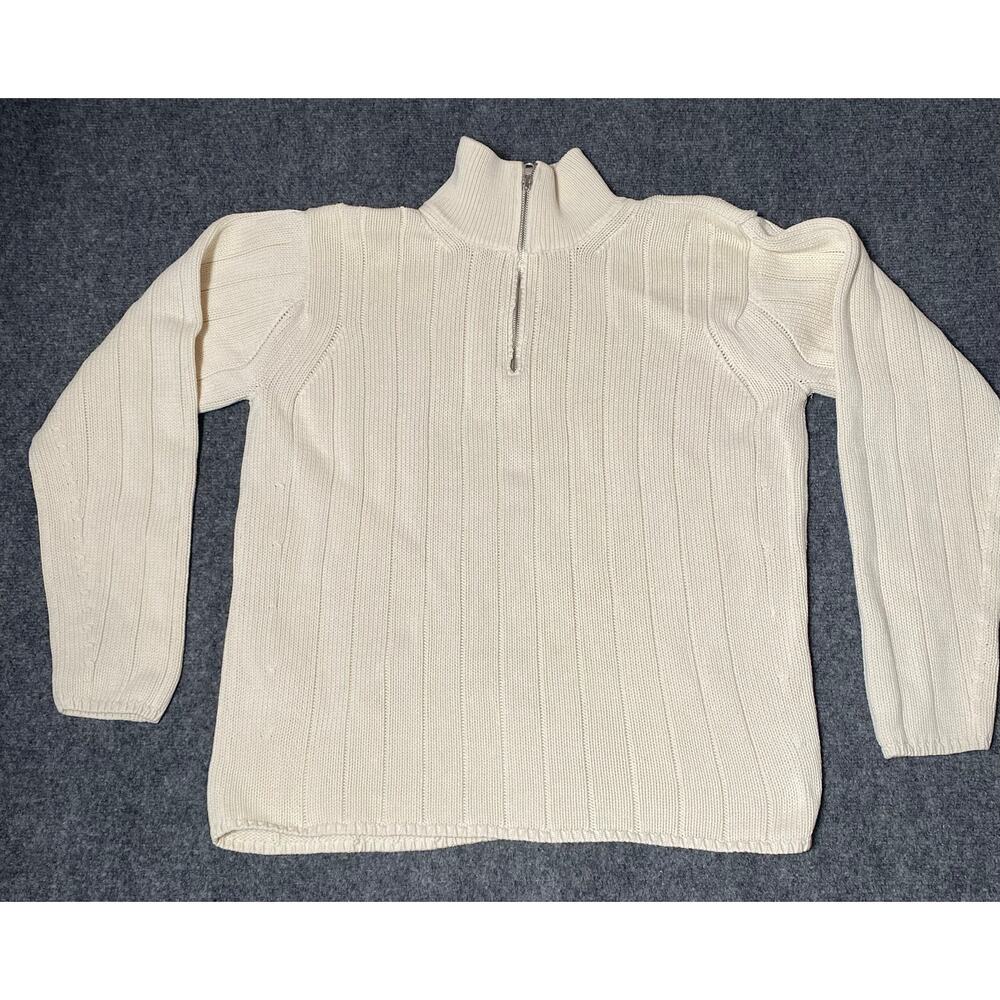Vintage Polo Jeans Co. Ralph Lauren White 1/4 Zip Knit Heavy Sweater - XL 90’s